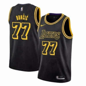 Alternative view of Unisex Los Angeles Lakers #77 Luka Doncic Player Icon Edition Jersey Black White Purple Yellow